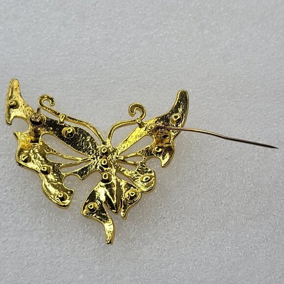 Gold Filigree Butterfly Brooch - Picture 6 of 12